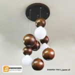 لوستر چوبی هفت شاخه کهربا ۷۳ وات - Image 2