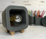 آباژور رومیزی بتنی پایه چوبی - Image 5